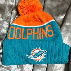 NFL Dolphins Orange and Teal Beanie